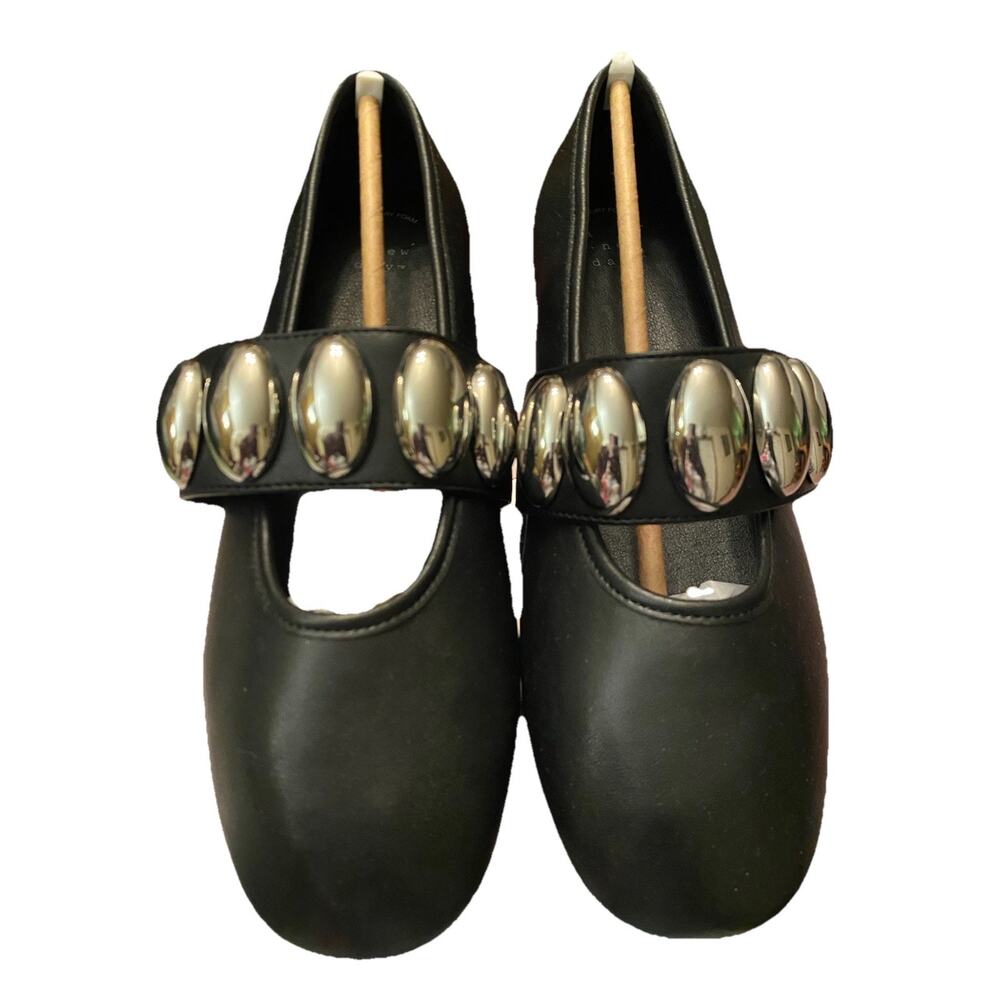 Black Stud Editorial Mary Jane’s flat Chunky Silver Hardware Minimalist Shoe